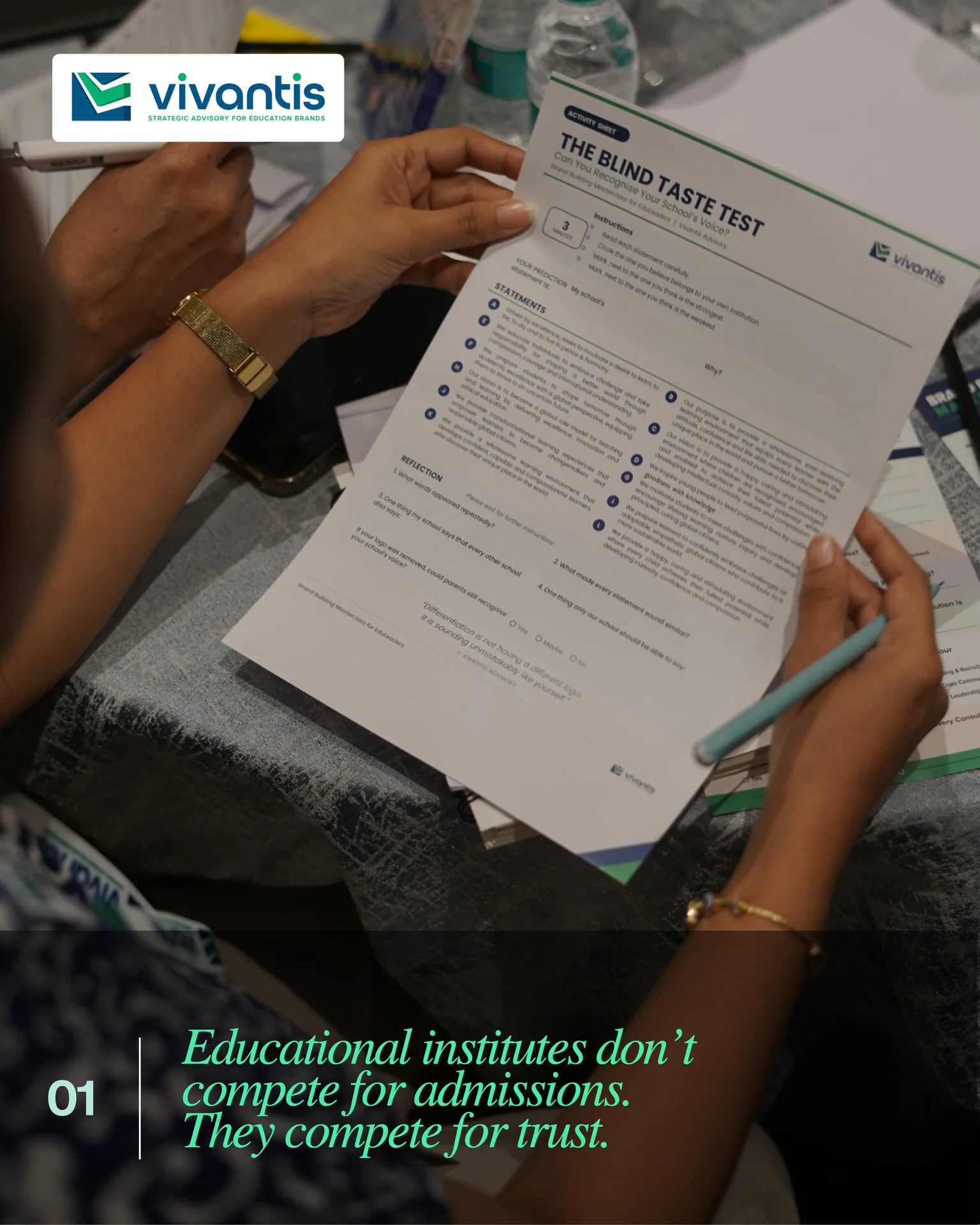 The Blind Taste Test Activity Sheet — Educational institutes compete for trust